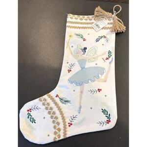 Tag Nutcracker Fairy Ballerina Embellished Holiday Christmas Stocking 17" NEW‎